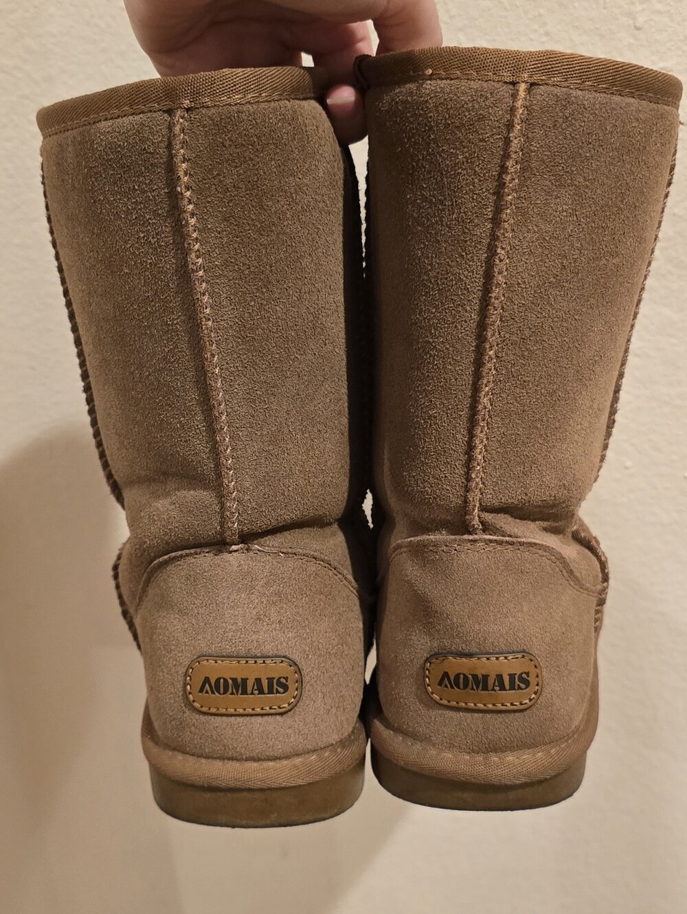 AOMAIS - W9 - Suede Mid-calf Chesnut Boots With Wool Lining